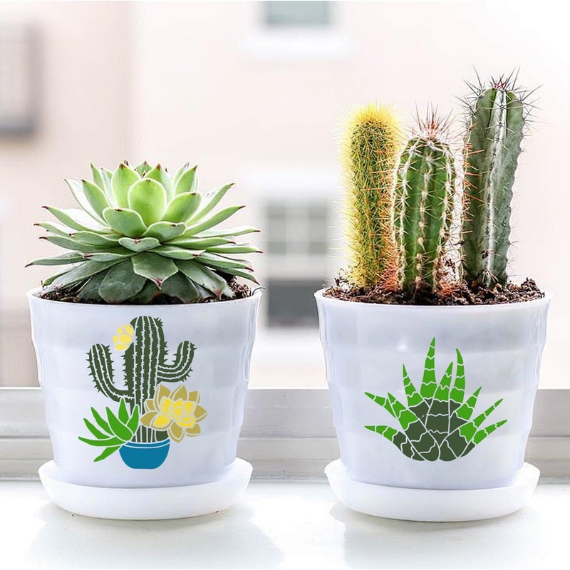 Resflyar 25 PCS Cactus Stencils Reusable Summer Cacti Stencils for Painting on Wood, Tropical Succulent Template for Painting on Furniture Wall Floor Canvas DIY Craft Home Decor, 6 x 6 Inch - Image 4
